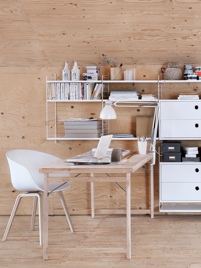 Hay's About A Chair chair in white and oak in a home office.