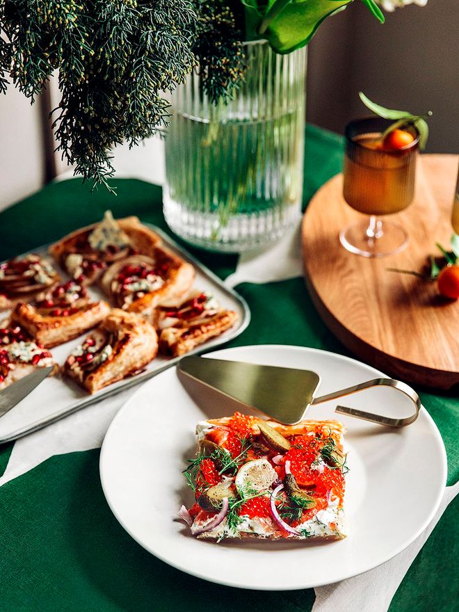 Festive salmon tart