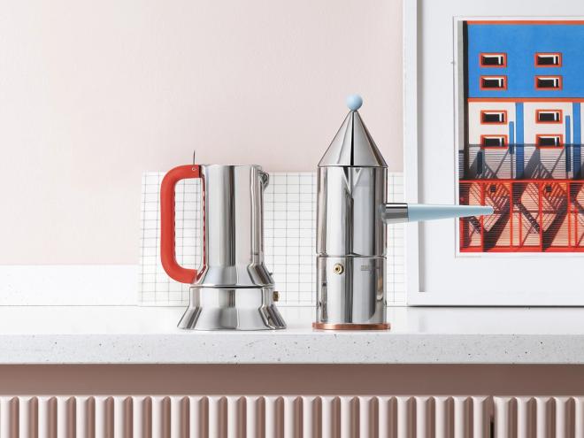 Alessi Espresso coffee maker 9090 manico forato, orange, 3 cups