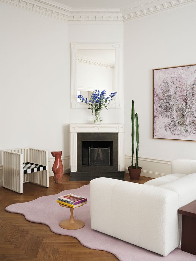LAYERED Organic Scallop rug, pink lavender