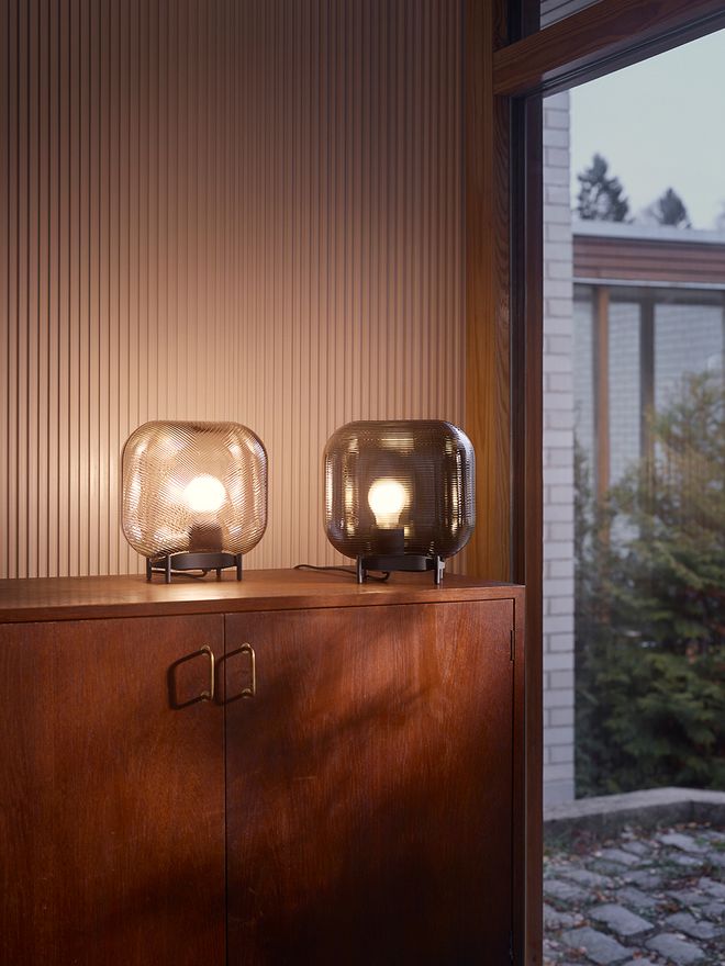Iittala Virva table lamp, linen and dark grey