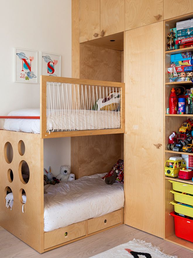 Children's bedroom with plywood detailing