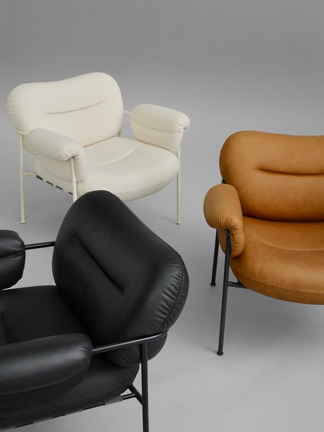 Fogia Bollo lounge chair, black leather - black