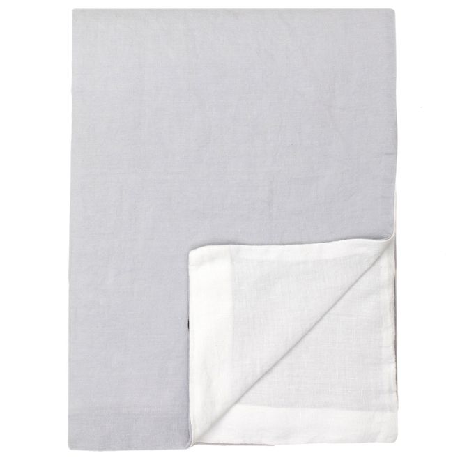 Langø Duvet cover, linen, grey - white
