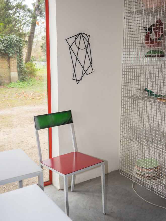 An Alu chair and trivets in Muller Van Severen’s studio