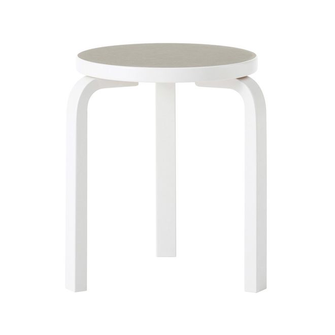 Artek Stool 60 in stone white and pebble