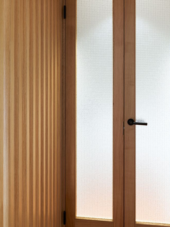 A door with a glass window