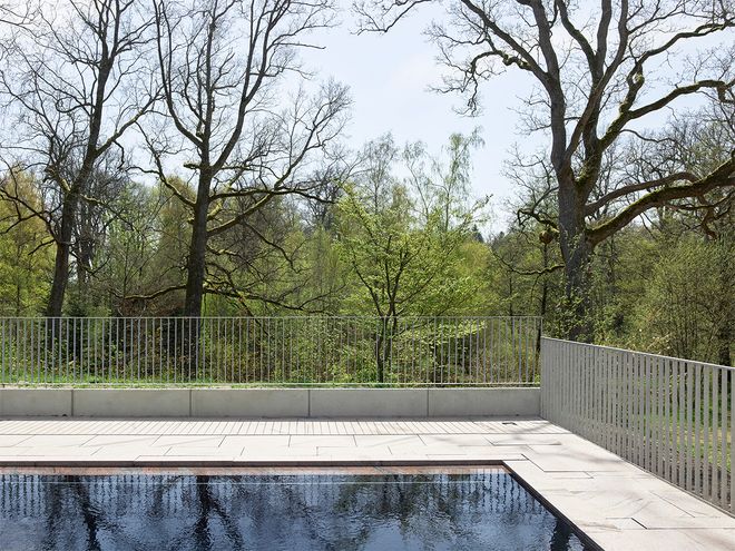 An image of Andrum spa's outdoor terrace and pool.