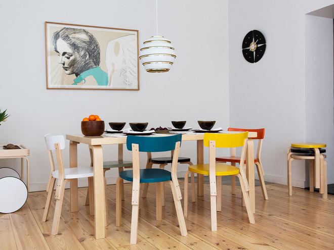 Artek Aalto chair 69, birch - petrol