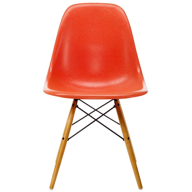Vitra Eames Fiberglass Chair in red orange