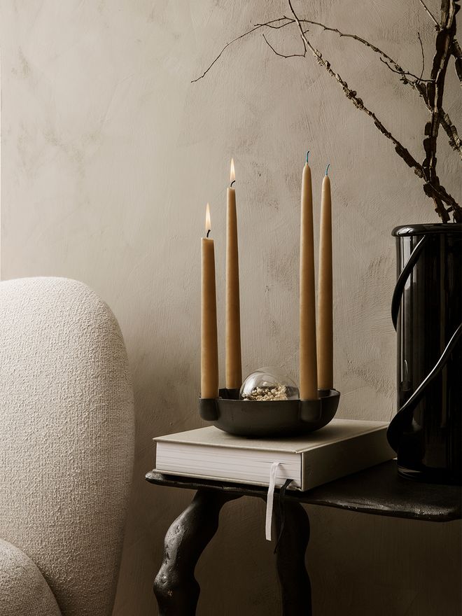 Ferm Living Bowl candle holder, small, black brass