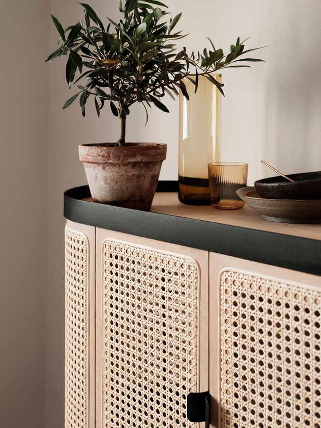 Warm Nordic  Be My Guest bar cabinet, cane