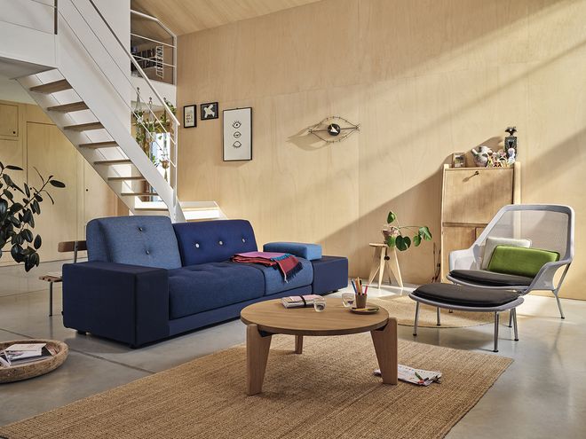 Vitra Slow Chair, brown/cream - aluminium