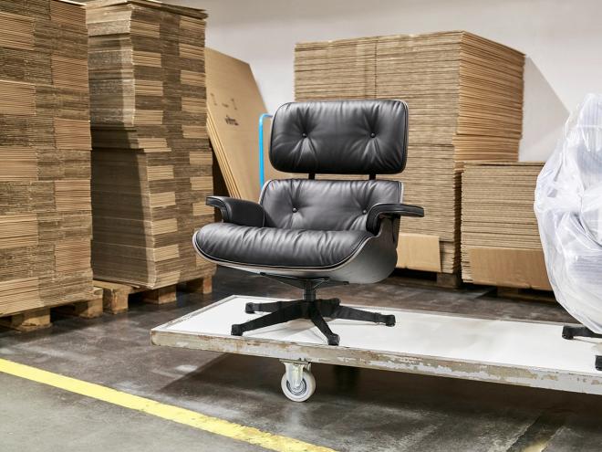 A black Eames Lounge Chair