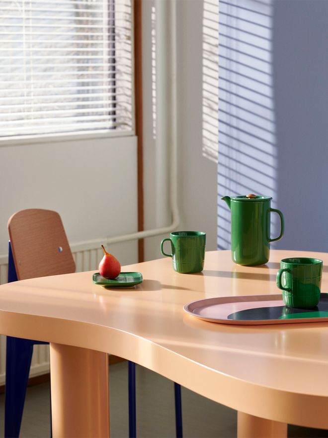 Marimekko Oiva Tiiliskivi tableware, bright green