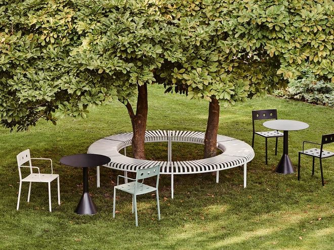 HAY  Palissade Park bench, set of 2, sky grey