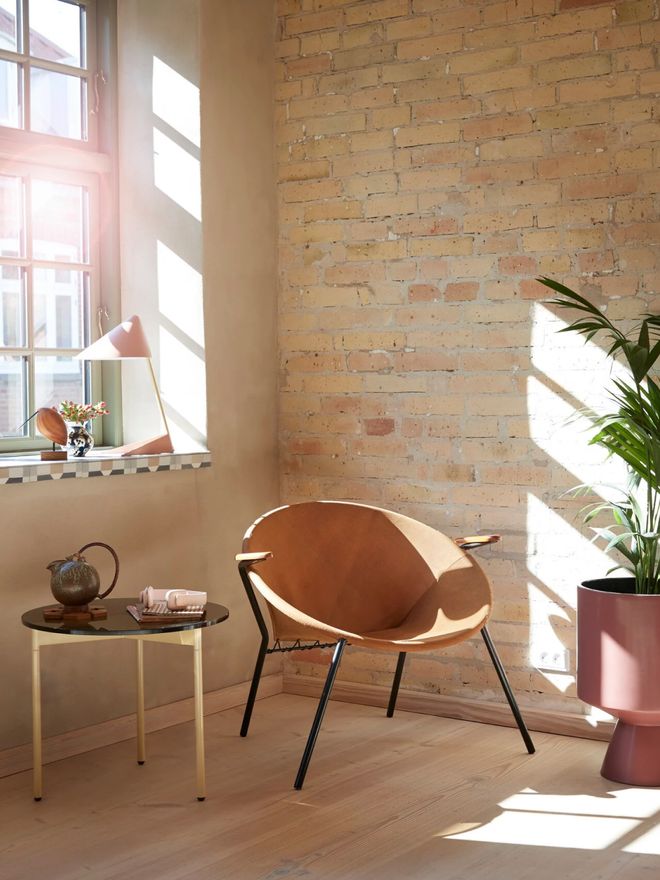 Warm Nordic’s round Balloon armchair, styled after Hans Olsen’s 1950s design