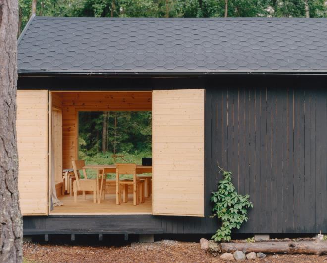 Exterior of the studio, painted black