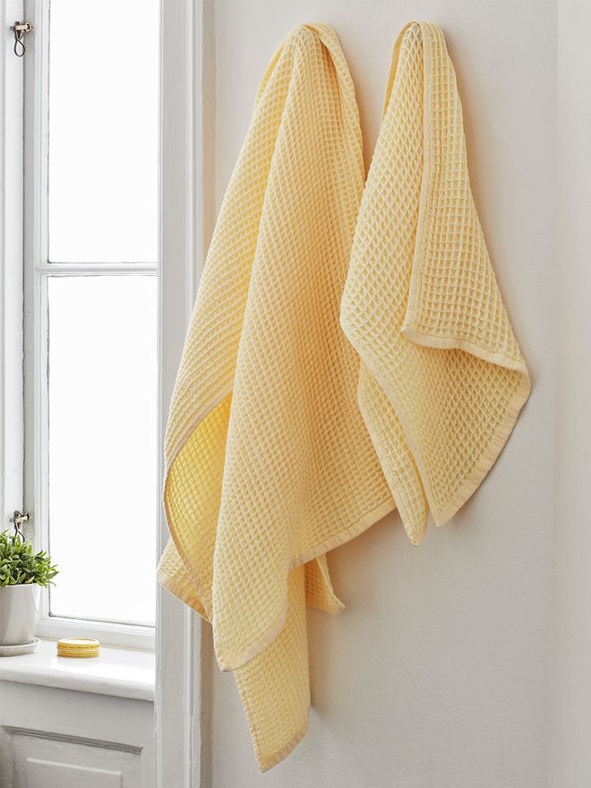 HAY Giant Waffle bath towel, soft yellow