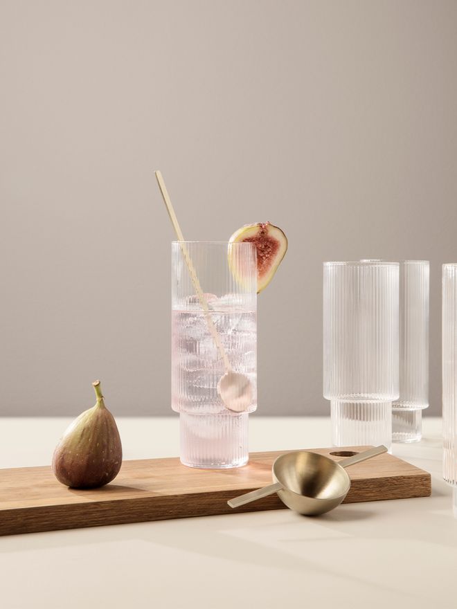 Ferm Living Ripple long drink glasses, 4 pcs, clear