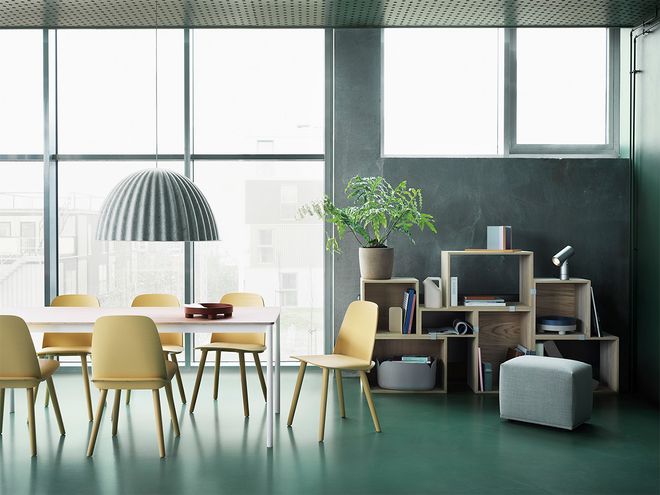 Muuto's Nerd chairs around a dining table.