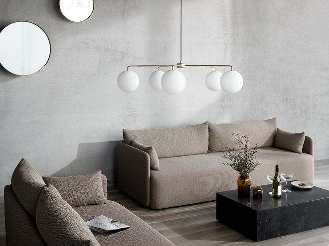 Menu's TR Bulbs and Tribeca Chambers chandelier