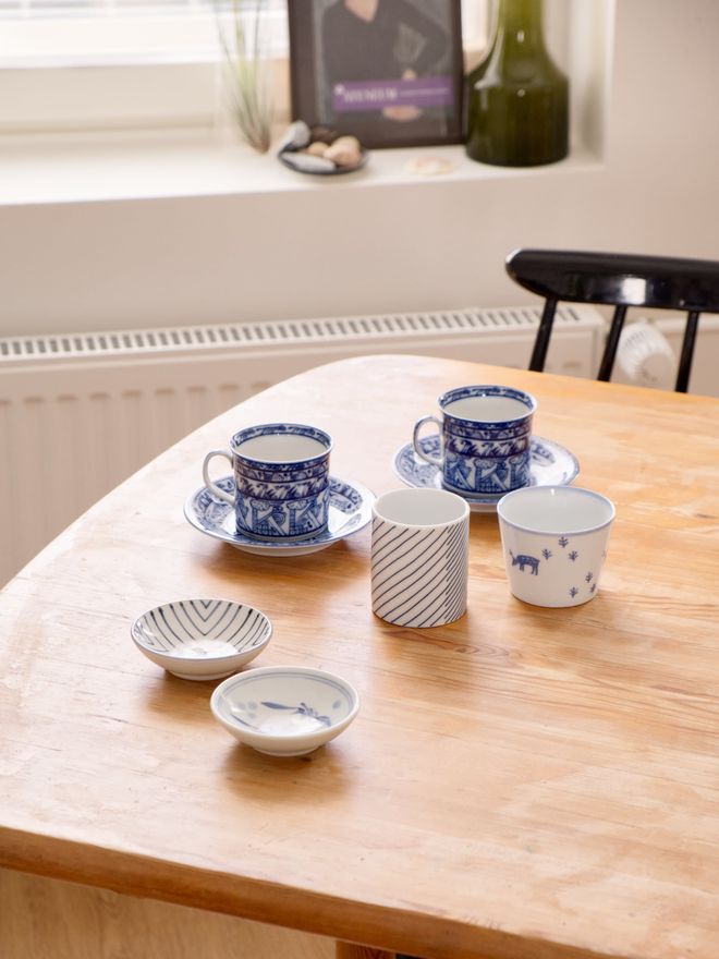 Ceramic cups on the table