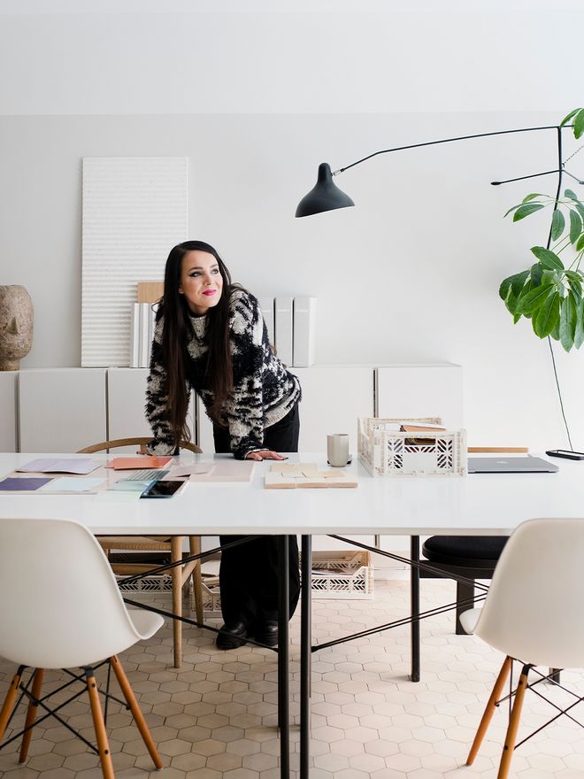 Designer Laura Seppänen at her office