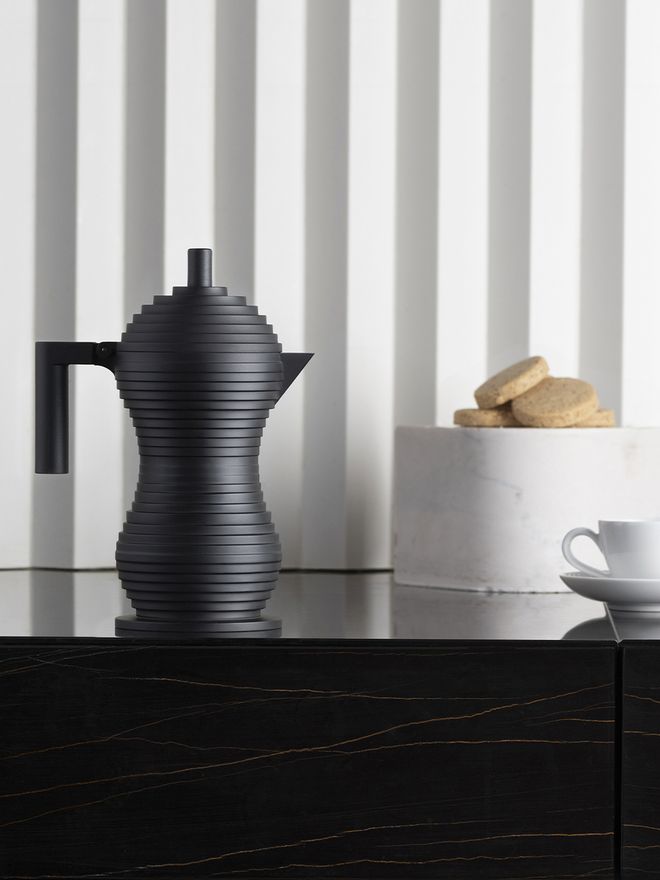 Alessi Pulcina espresso coffee maker, 3 cups, black