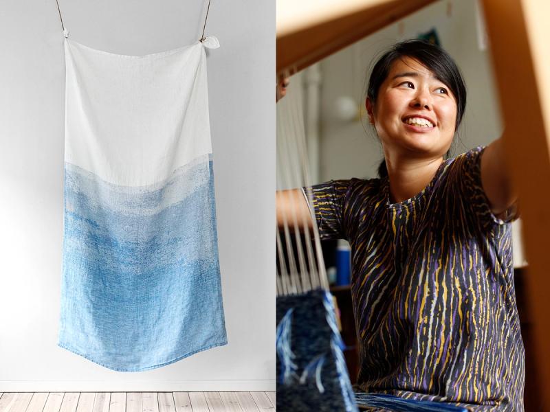 Aoi Yoshizawan suunnittelema Saari-kuosi syntyi Helsingin merimaiseman innoittamana