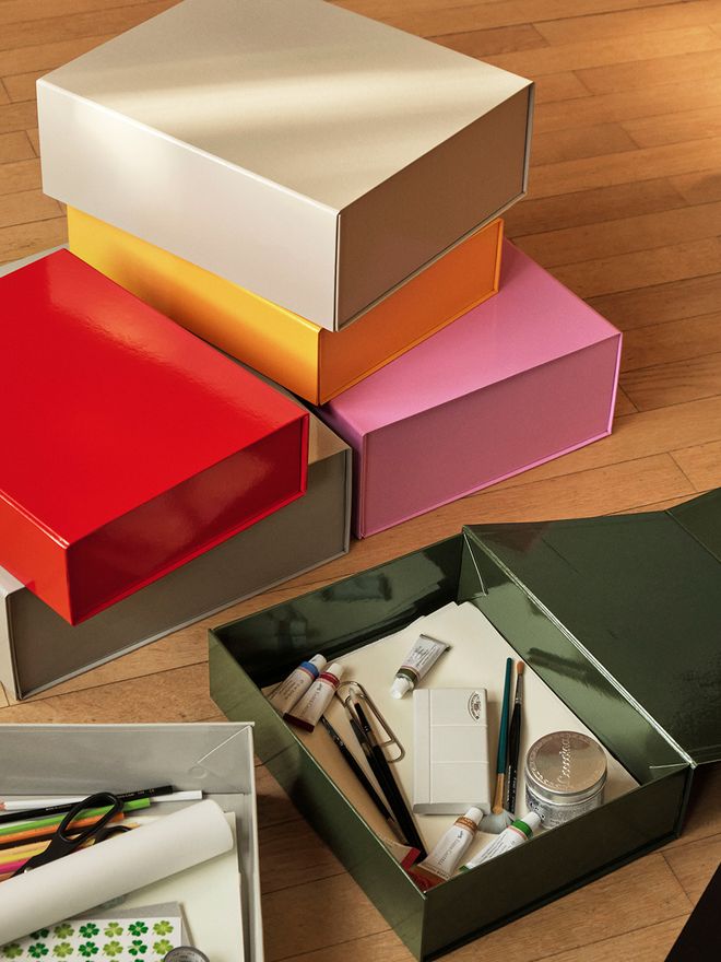 An image of HAY's colorful Color Storage boxes. 