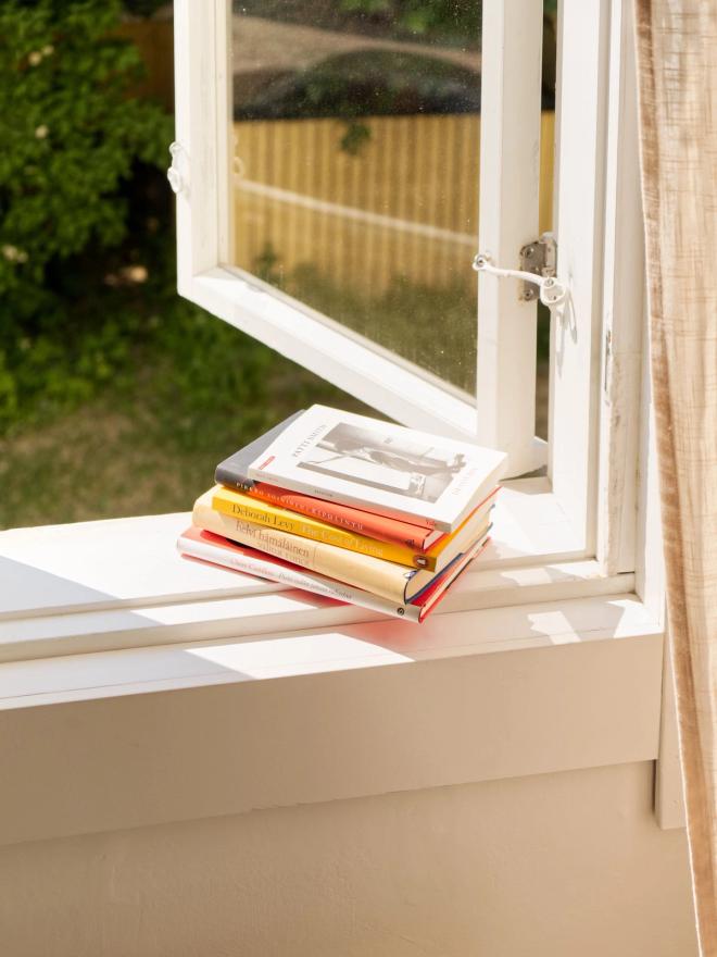 Books on a windowsill