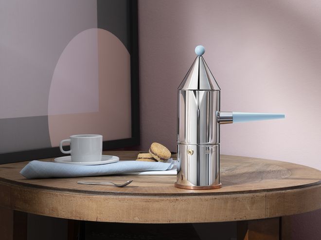 La conica manico lungo espresso coffee maker, steel - light blue