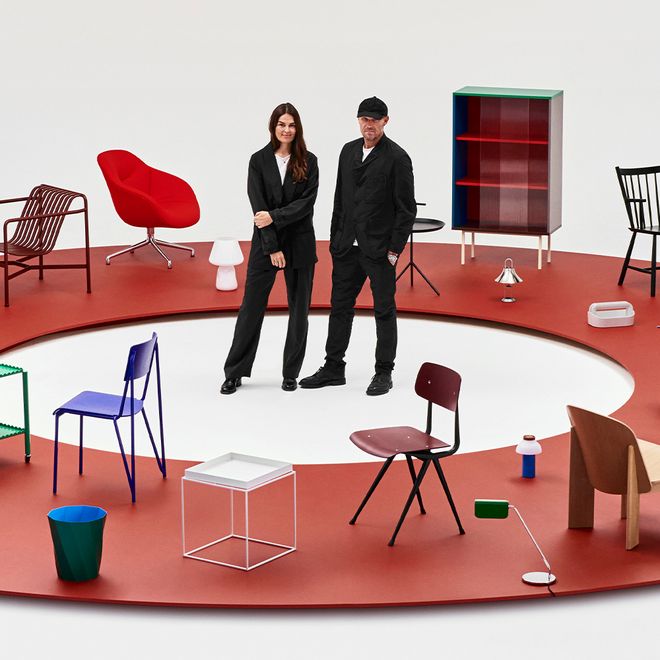 An image featuring Danish design brand HAY's most iconic items.