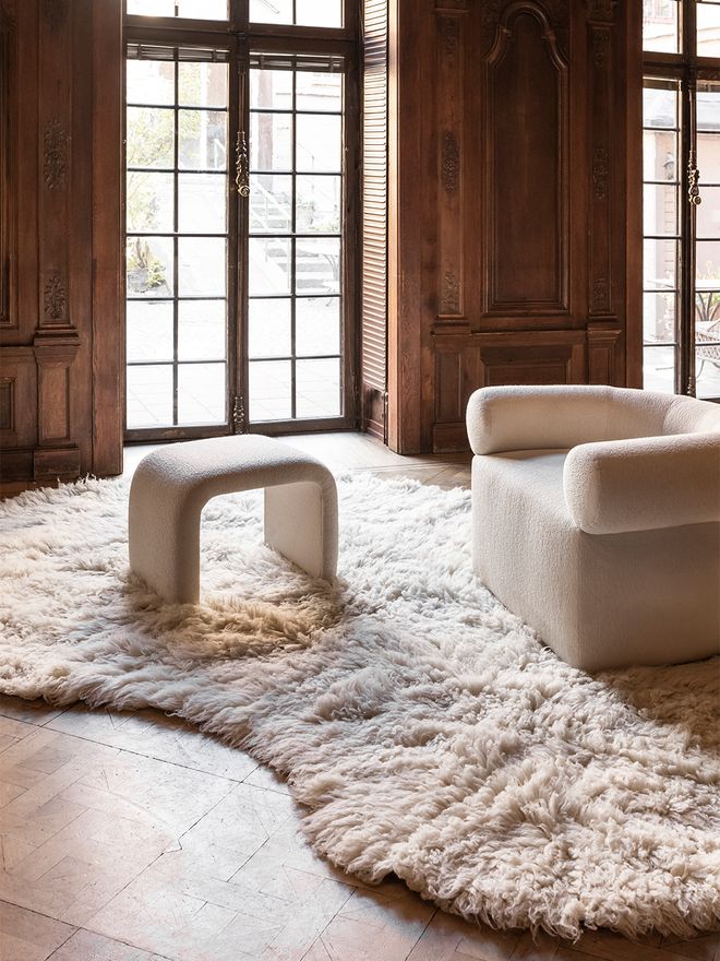 LAYERED Residue Shaggy rug, bone white