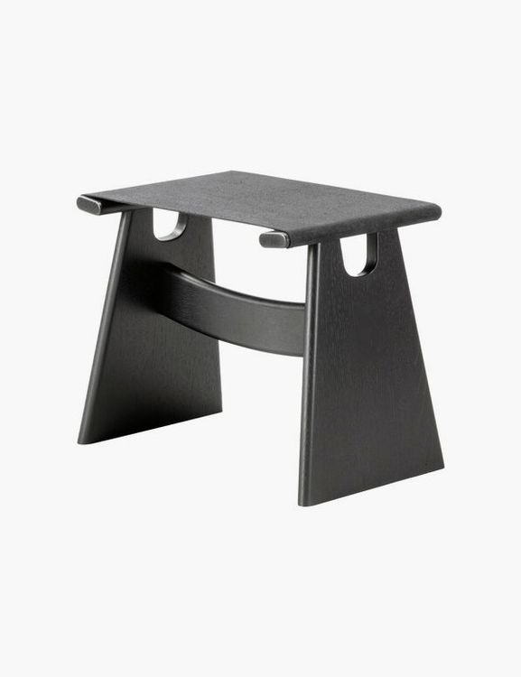 Seto stool, black lacquered oak - black canvas