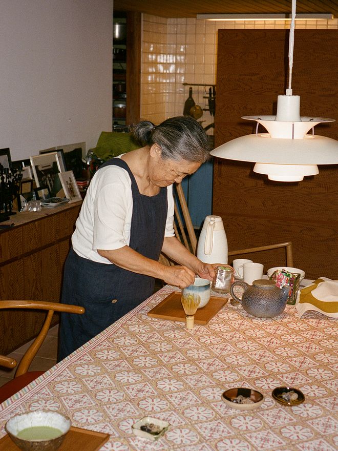 Yoshiko making matcha tea