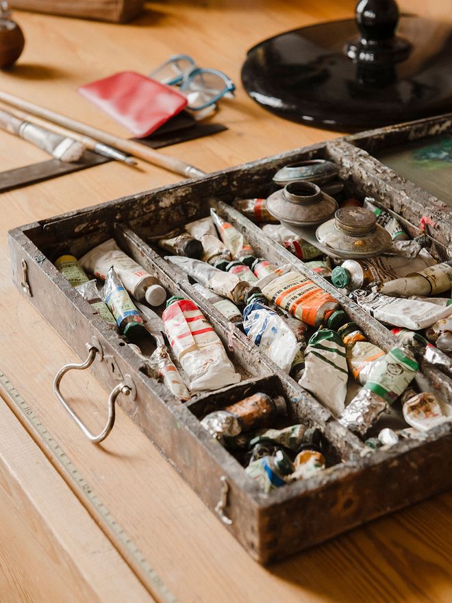 Tove Jansson's oil paints in her home