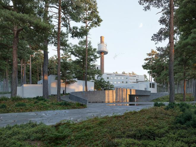 Visualisointi Paimion parantolan julkisivusta