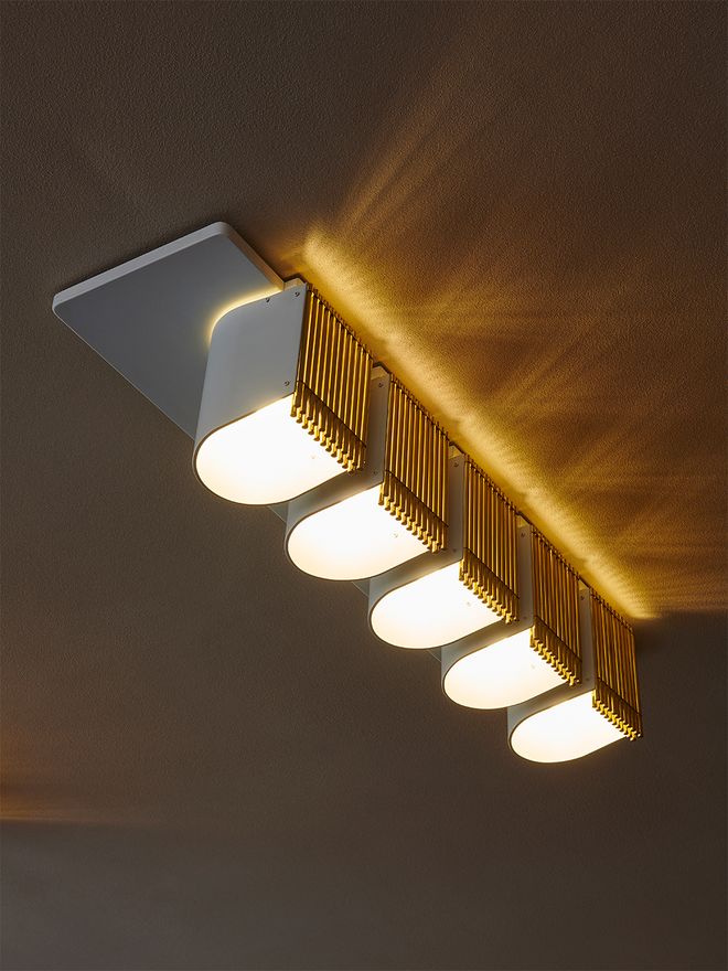 Alvar Aalto luminaire in the 1960s Sugar Cube in Helsinki