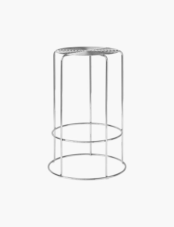 Wire VP16 counter stool, h. 65 cm, mirror polished steel
