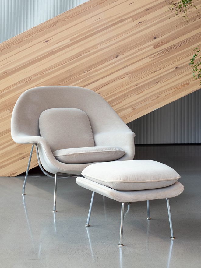 Knoll  Womb Relax nojatuoli, harmaa - kromijalat
