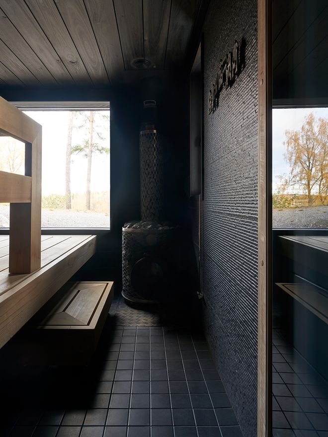 A dark Finnish sauna