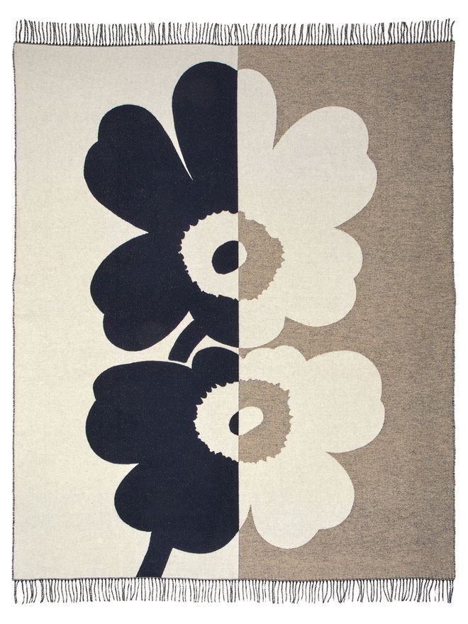 Marimekko  Suur Unikko blanket 130 x 170 cm, dark blue-sand-off white-gold