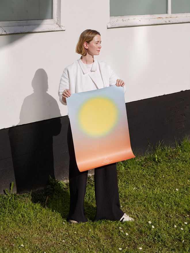 Anna Meck outside the Paimio Sanatorium