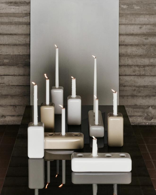 Multiple Element candleholders arranged together