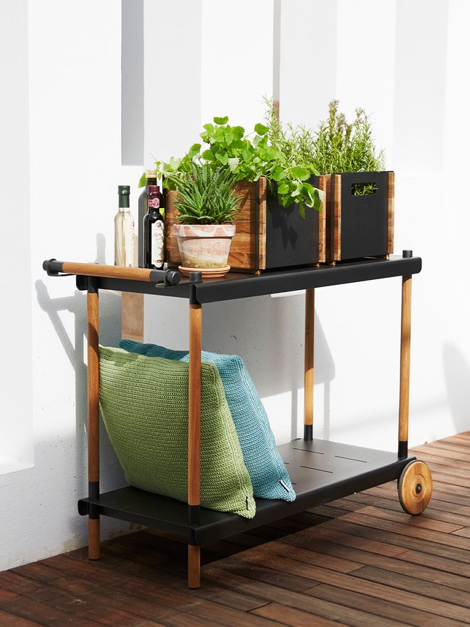 Cane-line Frame trolley, teak - lava grey