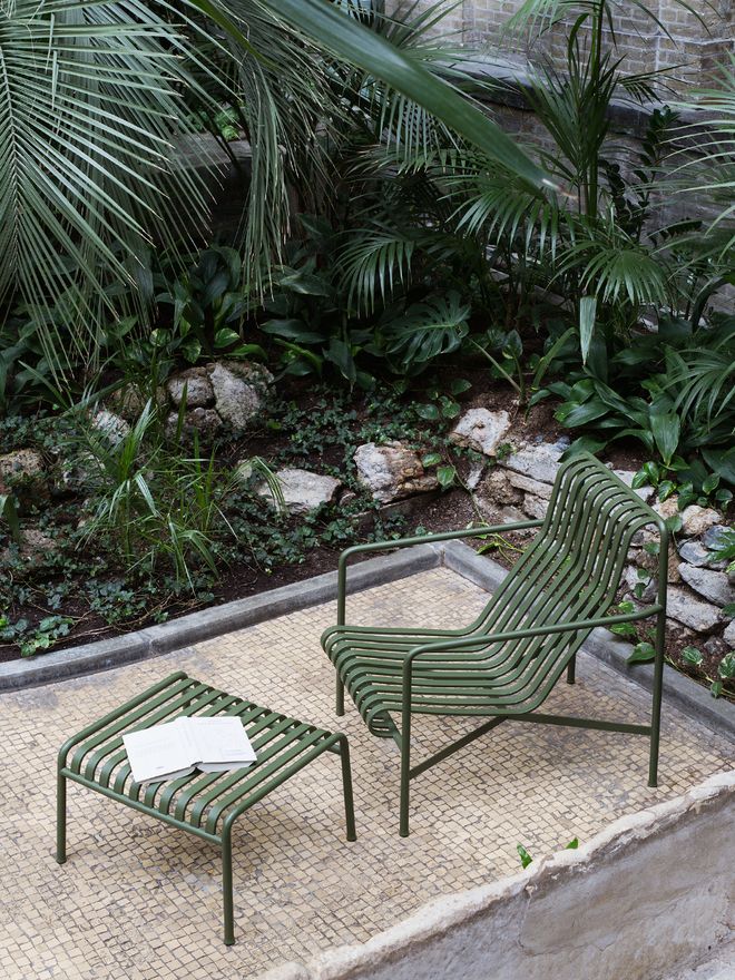 Hay Palissade lounge chair, high, olive