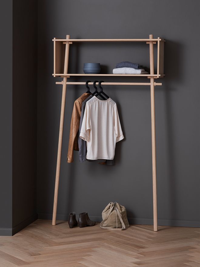 Woud's Illusion hangers on a coat rack.