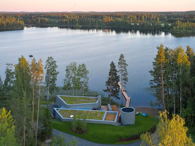 Green roofs on a sauna building